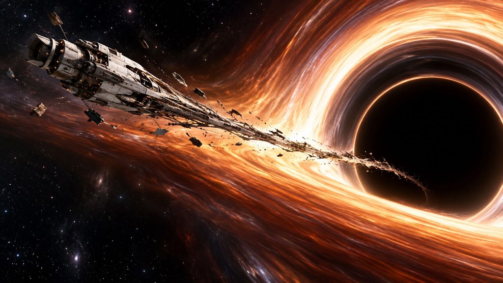 ブラックホールに落ちた宇宙船